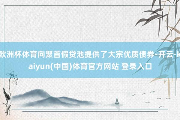 欧洲杯体育向聚首假贷池提供了大宗优质债券-开云·kaiyun(中国)体育官方网站 登录入口